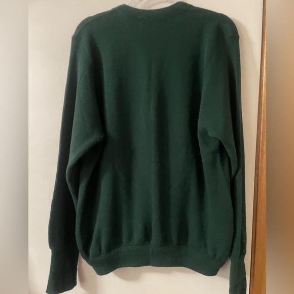 Izod Vintage Men's (Medium) Dark Green Eclectic Grandpa Preppy Cardigan Sweater - Picture 9 of 12